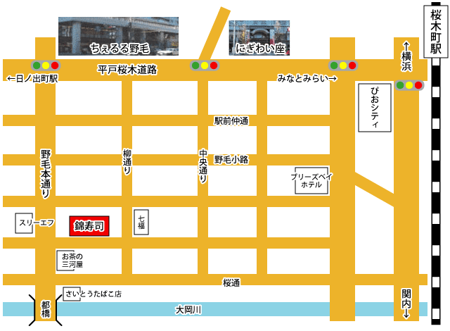 錦寿司への地図